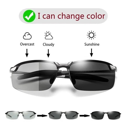 Men Photochromic Polarized Sunglasses 
Driving Fishing Chameleon Glasses 
Change Color Sun Glasses Day Night Vision UV400 Eyewear